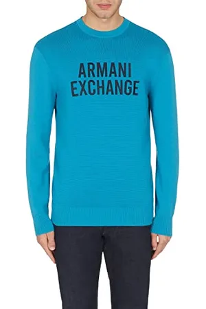 Armani Exchange Męski sweter z przodu rozszerzony haftowane logo, , L