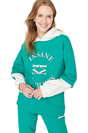 Trendyol Bluza damska z kapturem Slogan Relaxed, zielona, M
