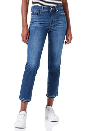 7 for all Mankind Damskie dżinsy The Straight Crop Slim Illusion with Let Down Hem Jeans, , 25W / 25L