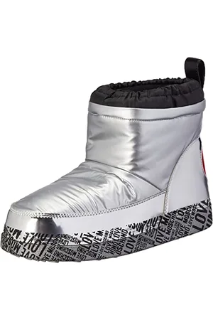 Moschino Damskie sztyblety St.tod.skiboot20 z nylonu laminowanego, srebrne/czarne, 35 EU