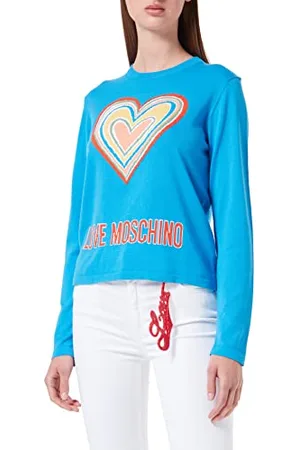 Moschino Damski Maxi Multicolor Heart and Istitutional Logo Intarsia. Sweter, , 46