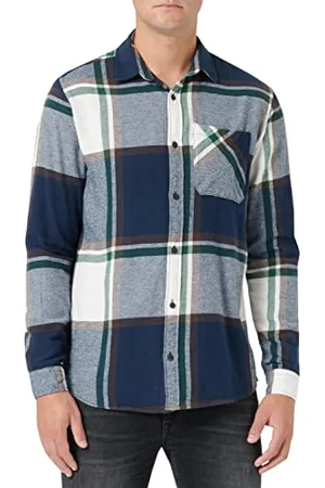 JACK & JONES Jack&JONES męska koszula JOROWEN Fast Check LS FST, granatowa, L