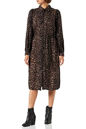 VERO MODA Damska sukienka koszulowa VMKITTIE MDOT LS Calf Shirt Dress WVN, Porpoise/Aop: kittie, S