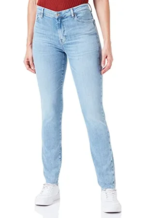7 for all Mankind Damskie dżinsy HW Skinny Slim Illusion z dżinsami Raw Cut, jasnoniebieskie, regularne