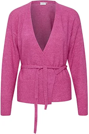 Kaffe Damski zawijany sweter dzianinowy z długim przodem, , L