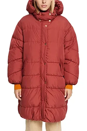 ESPRIT Edc by Pikowany płaszcz z odpinanym kapturem, Terracotta, XXL