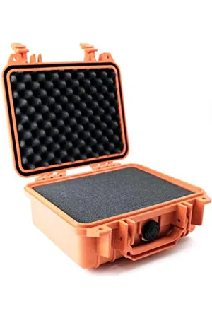 Peli 1200 Skrzynia ochronna na delikatne urządzenia, wodoszczelna i pyłoszczelna (IP67), pojemność 4 l, wyprodukowana w USA, dopasowywana wkładka piankowa, pomarańczowa