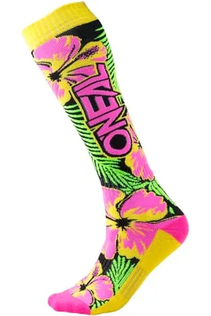 Oneal | Mountainbike Motocross Socks | MTB Downhill Freeride | Pochłaniające pot, wzmocniona pięta i podeszwa | Pro MX Socks Island | Unisex | Adult | Pink Green Yellow | OS