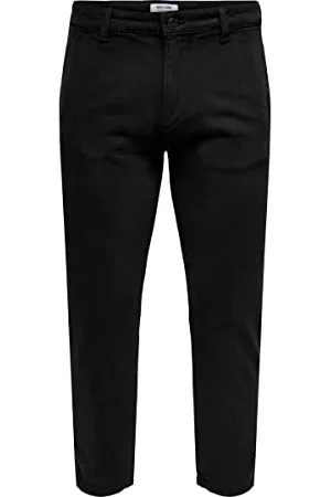 Only & Sons Męskie spodnie chinosy ONSAVI Beam Chino Twill PK 1540, czarne, 28/32