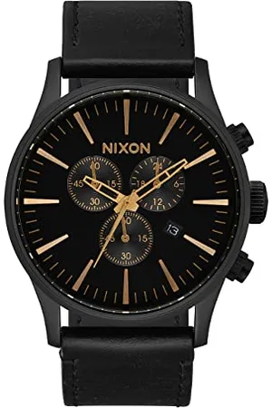 Nixon Męski analogowy zegarek kwarcowy ze skórzanym paskiem A405-3088-00