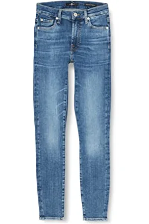 7 for all Mankind Damskie dżinsy Hw Skinny Slim Illusion Stride with Embellished Squiggle Jeans, , 25W / 25L