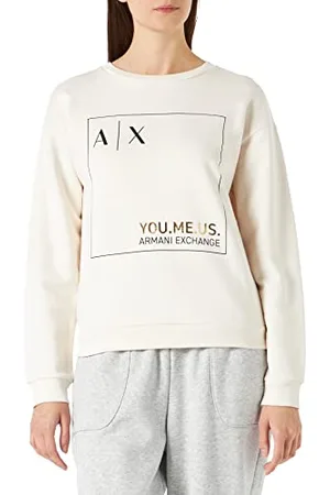 Armani Exchange Damski sweter z przodu kwadratowy, okrągły dekolt, , duży