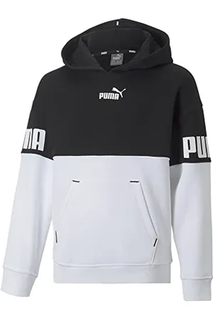 PUMA Dziewczęca bluza z kapturem Power Colorblock Fl G Sweat, Czarny, 116