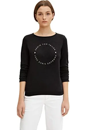 TOM TAILOR Damski Bluza z nadrukiem logo 1034657, , S