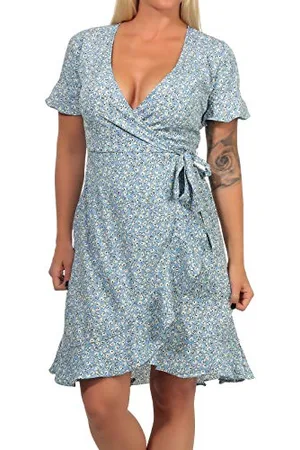 ONLY Kobiety Onlolivia S/S Wvn Noos Sukienka, Dusk Blue, 34