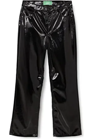 JACK & JONES Jjxx Jxkenya Hw Straight Faux Leat Pants Noos spodnie damskie, Czarny/Szczegóły: błyszczący - długi, L