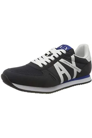 Armani Exchange Męskie buty typu sneakers Micro Suede Multicolor, Navy Op White, 43 EU