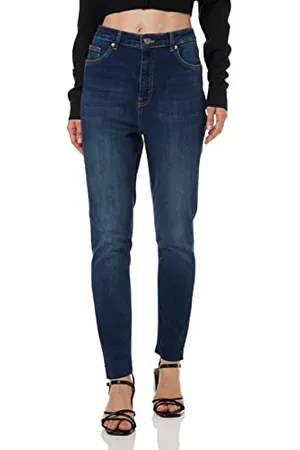 NA-KD Damskie dżinsy skinny High Waist Raw Hem, , 32