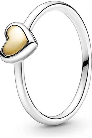 PANDORA Wypukłe złote serce pierścionek ze srebra wysokiej próby i 14-karatowego złota, rozmiar: 54, 199396C00-54, metal nieszlachetny, Bez kamieni szlachetnych