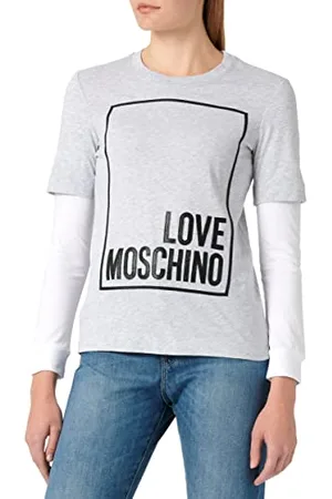 Moschino Damska koszulka o regularnym kroju z długim rękawem z logo Box Design, , 48