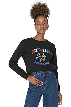 Trendyol Damska bluza Crew Neck with Slogan Regular, , M