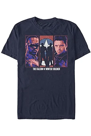 Marvel Unisex and The Falcon Winter Soldier Group Organic Short Sleeve T-Shirt Navy Blue, S, , S