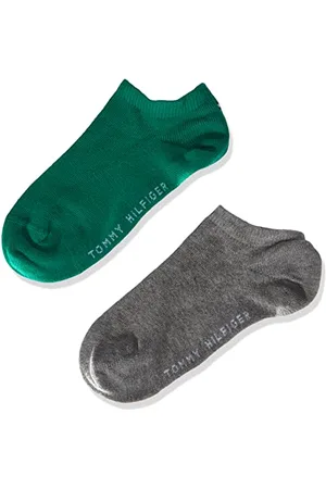 Tommy Hilfiger Unisex Kids Trainer Socks 4 Pack Sneaker, Green Combo, 31/34