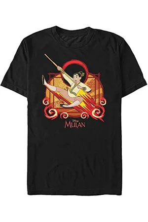 Disney Unisex Raging Fire Mulan Organic Short Sleeve T-Shirt, Black, L, , L