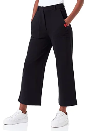 Moschino Damskie spodnie o regularnym kroju z logo Withlogo Rubber Label Casual Pants, , 48