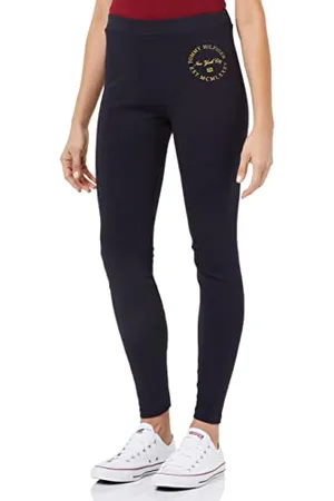 Tommy Hilfiger Damskie wąskie metaliczne okrągłe legginsy, , XXS