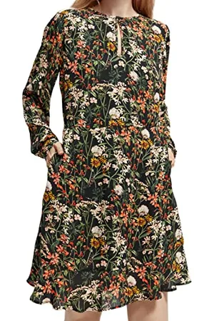 Scotch&Soda Damska sukienka mini z falbanką na całej długości z nadrukiem, , XL