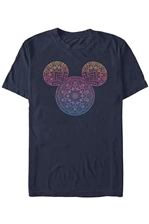 Disney Uniseks Mickey Mandala Fill Organic Short Sleeve T-Shirt Navy Blue, M, , M