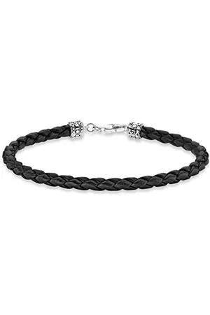Thomas Sabo Unisex skórzana bransoletka czarna 925 srebro sczerniała skóra A2011-682-11
