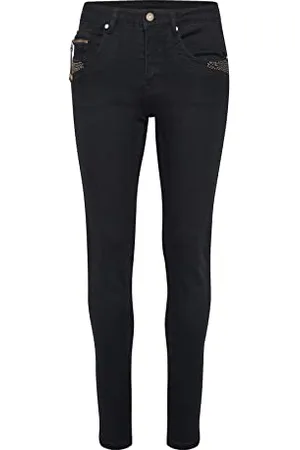 Cream Damskie wąskie dżinsy z dziurami Slim Fit Push Up Mid Waist, , 26