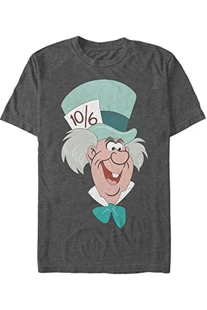 Disney Unisex Alice in Wonderland Mad Hatter Big Face Organic Short Sleeve T-shirt, , XXL