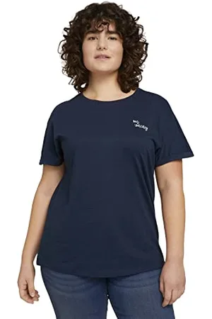 TOM TAILOR Damski T-shirt z haftem 1024893, , 46 Duże rozmiary