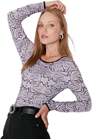 Trendyol Damskie body z dzianiny Slim Bodycon Crew Neck z okrągłym dekoltem, , L, , L