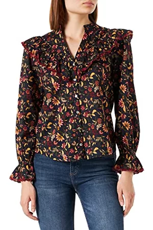Springfield Blusa De Manga Larga Cambric Volante koszula damska, grantowy, 34 PL