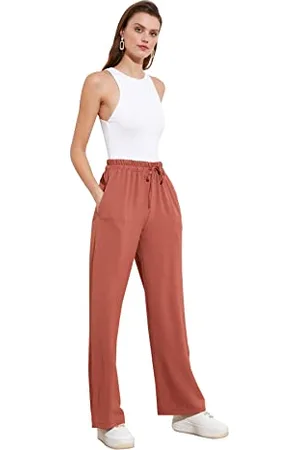 Trendyol Damskie spodnie Loungewear High Waist Wide Leg Pants, Suszona róża, 40