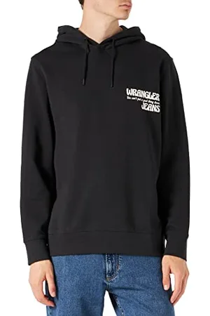 Wrangler Męska bluza z kapturem, czarna, średnia