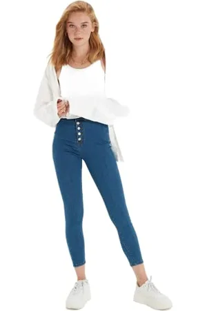 Trendyol Damskie dżinsy Basic z wysokim stanem skinny fit, , 64