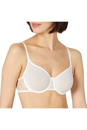 DKNY Damski biustonosz bez podszewki z siateczki z monogramem, , 70B