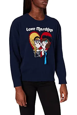 Moschino Damska bluza z okrągłym dekoltem, z motywem lalek Intarsia and Sequin Accents, , 42