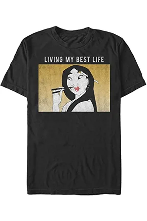 Disney Unisex Mulan Meme Organic Short Sleeve T-Shirt, Black, S, , S