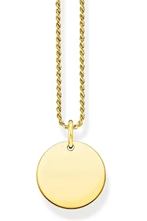 Thomas Sabo Halskette mit Coin-Anhänger in Sterlingsilber mit 750er Gelbgold-Vergoldung, 50 cm lang, KE2133-413-39-L50