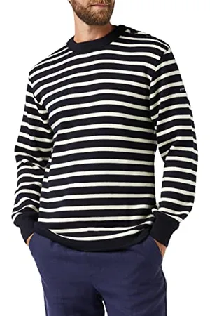 Armor.lux Męski jednolity sweter morski "Fouesnant", Bogaty Navy/Nature, 34