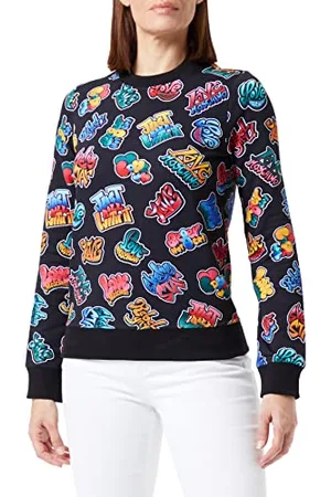Moschino Damska bluza z długim rękawem z okrągłym dekoltem, graffiti, z nadrukiem, , 48