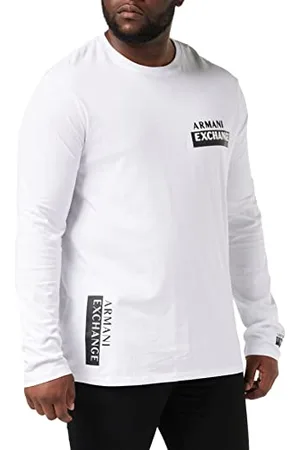 Armani Exchange Męski długi rękaw, logo na przodzie, okrągły dekolt, , ekstra duży