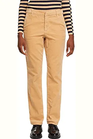 ESPRIT Spodnie sztruksowe Mid-Rise, Sand, 34