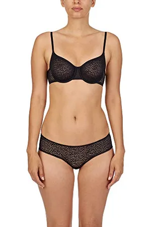 DKNY Damski nowoczesny koronkowy biustonosz bez podszewki, Czarny, 75C